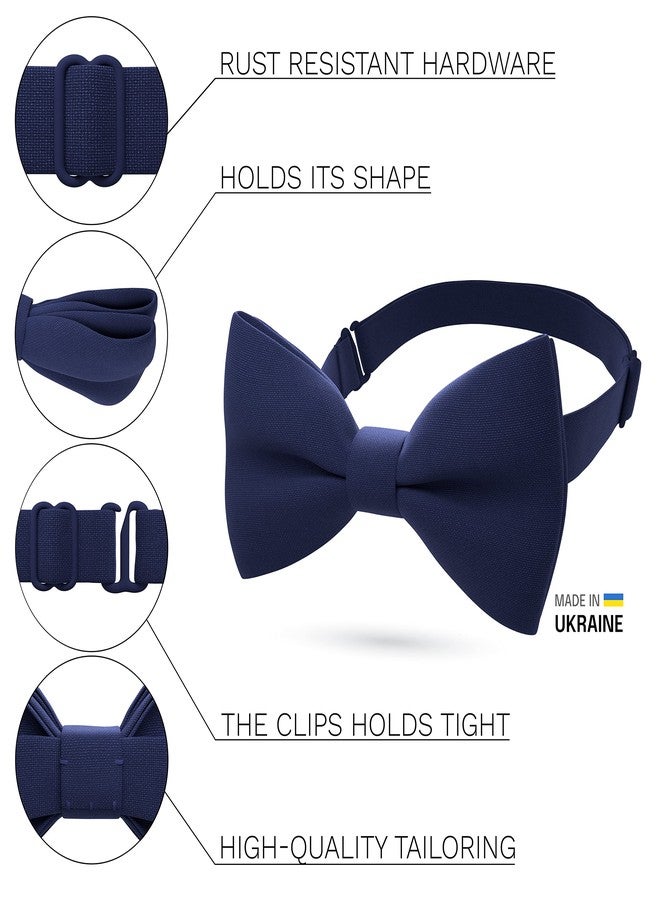 Bow Tie House ربطة عنق كلاسيكية جاهزة للارتداء للرجال من Bow Tie House، مناسبة للبدلات الرسمية (مقاس كبير، لون أزرق داكن) - Image 2